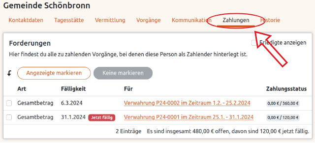 Offene Posten für Verwahrung durch Gemeinde in der Anigu Tierverwaltung